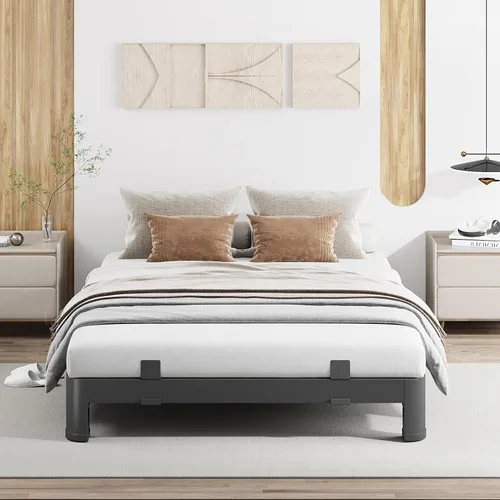 Vista 35 de MAF - Base de cama de plataforma de 14 pulgadas para cama individual con listones de madera, base de cama de metal resistente de 3500 libras