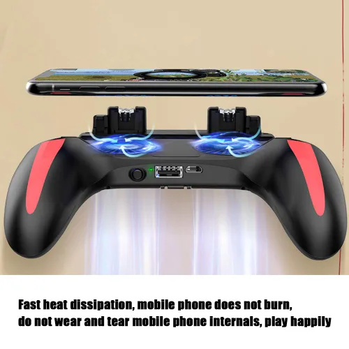 Vista 3 de Mobile Phone Game Controller PUBG Handle with Dual Cooling Fans Heat Dissipation No Noise Gamepad Handle Suitable for 4.7-6.5inch Phones