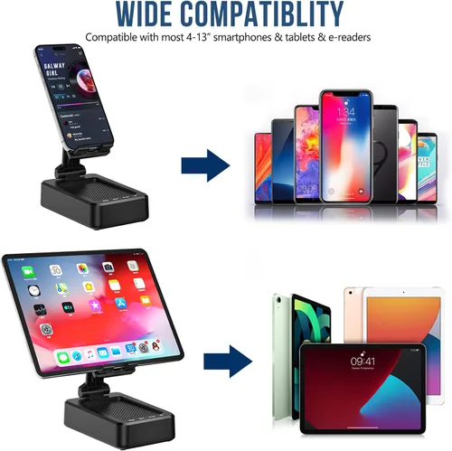 Vista 5 de Soporte para teléfono celular con altavoz Bluetooth inalámbrico y carga, base antideslizante con sonido envolvente HD, perfecto