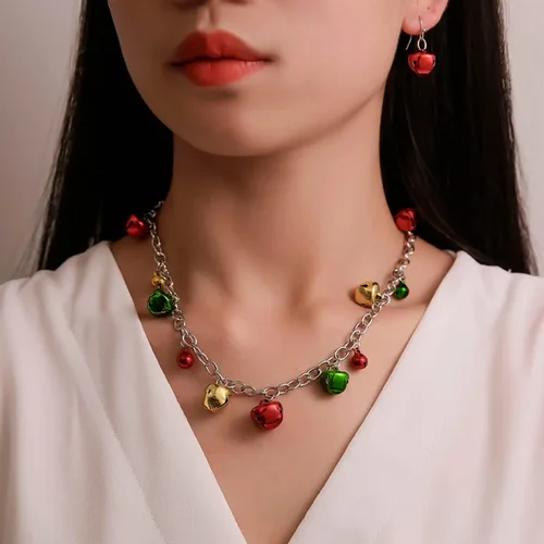 Vista 4 de Ronglry Christmas Jewelry Sets for Women Girls Christmas Necklace for Women Christmas Necklaces Bracelet Earring Christmas Snowflake Bell Tree