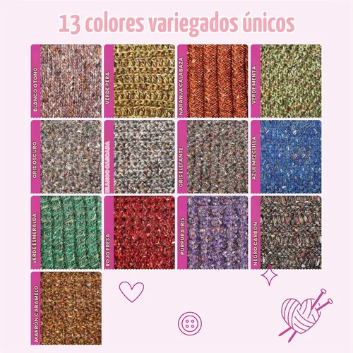 Vista 7 de Hilo de alpaca Tweed de algodón para ganchillo, paquete de 4 (588 yardas/7.05 oz), patrones libres, hilo de tweed para tejer, peso de peinado ligero