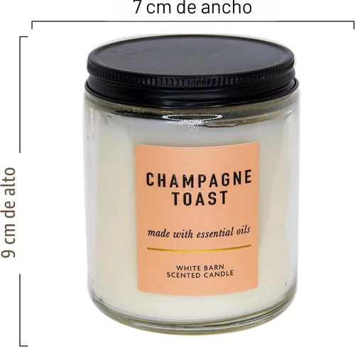 Vista 3 de White Barn Bath & Body Works - Vela perfumada de una mecha, aroma a champán tostado (Champagne Toast), embalaje variable