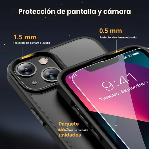 Vista 5 de Miracase - Funda magnética para iPhone 13 de 6.1 pulgadas (compatible con MagSafe) (con 2 protectores de pantalla), protección de grado militar