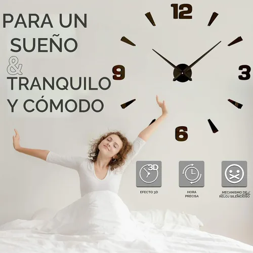Vista 2 de Reloj de pared DIY, cronometrador analógico sin marco estilo 3D para el hogar, sala de estar, dormitorio, oficina, decoración moderna de la casa a