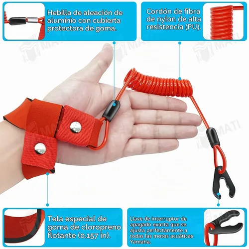 Vista 3 de M MATI - Cordón de seguridad Stop Kill EW2-68348-00-00 para Yamaha Jet Ski WaveRunner WaveVenture WaveRaider WaveJammer WaveBlaster FX140