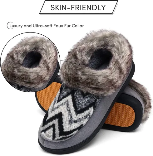 Vista 3 de Mishansha Womens House Shoes Memory Foam Suede Moccasin Slippers Winter Warm Fleece Lined Home Shoes with Anti-Skid Rubber Sole