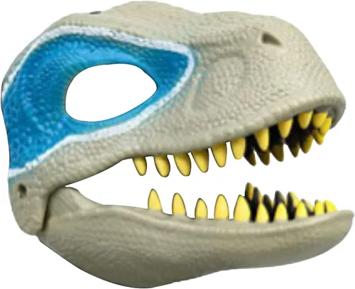 Vista 7 de Máscara de dinosaurio con mandíbula móvil, novedosa máscara de dragón de látex para escenario de vestir