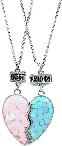 Vista 7 de MJartoria Collar BFF para 2 personas Collar con colgante de corazón a juego para mejores amigos para siempre, lindo regalo para el mejor amigo