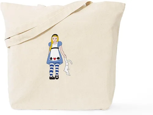 Vista 15 de CafePress Alice & Friends in Wonderland - Bolsa reutilizable de lona color beige natural