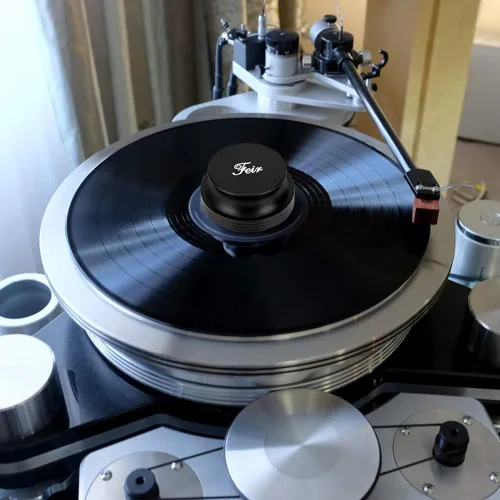 Vista 5 de Abrazadera estabilizadora de peso para tocadiscos – Abrazaderas de peso de aluminio premium de 14 onzas para tocadiscos de vinilo HiFi LP