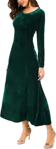 Vista 2 de Urban CoCo Vestido largo de terciopelo elástico con mangas largas, elegante, para mujer