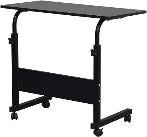 Vista 9 de Mesa auxiliar móvil, carrito de escritorio para laptop, mesa ajustable sobre la cama con ruedas, soporte de computadora para cama, sofá, sala
