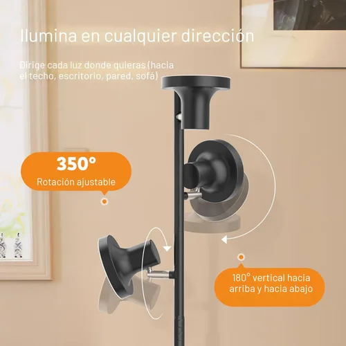 Vista 4 de SIBRILLE Lámpara de pie LED de árbol de 36W, lámpara de pie ajustable moderna con control remoto y táctil, 4 temperaturas de color, 3 lámparas