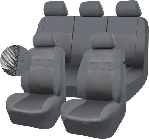 Vista 10 de CAR PASS Juego de fundas de asiento completas, Funda de asiento de malla de aire 3D con esponja compuesta de 5 mm en el interior, compatible