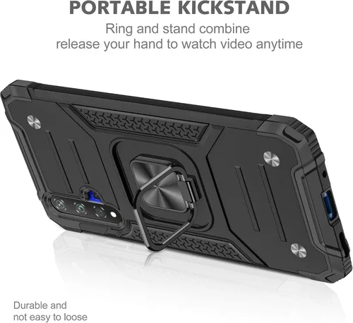 Vista 2 de Asuwish Funda para teléfono Huawei Nova 5T/Honor 20 con protector de pantalla de vidrio templado y soporte de anillo delgado híbrido accesorios