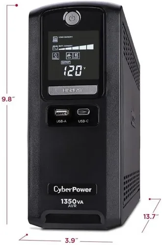 Vista 5 de CyberPower CST135UC 1350VA/810W Simulated Sinewave LCD Sistema UPS de respaldo de batería, negro