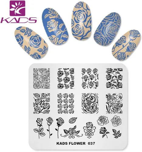 Vista 3 de KADS Plato de estampado de uñas Plantilla de flores Placas de diseño de imagen para decoración de uñas y arte de uñas DIY (FL037)