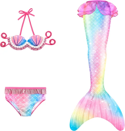 Vista 2 de Traje de baño de princesa con cola de sirena para nadar y niñas traje de baño para niñas