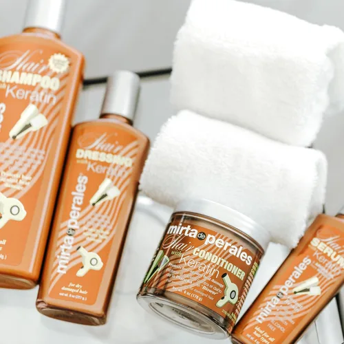 Vista 8 de Mirta De Perales Champú con queratina para cabello normal, seco y dañado Limpiador suave sin sulfatos con queratina hidrolizada y vitamina B5
