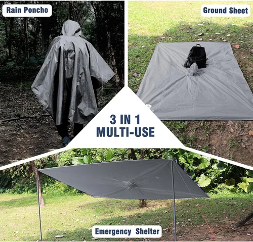 Vista 5 de Anyoo Poncho de lluvia impermeable ligero reutilizable senderismo chaqueta con capucha para actividades al aire libre