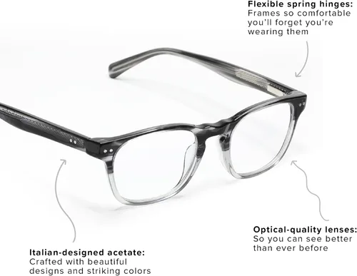 Vista 3 de eyebobs - Old Sport Gafas de lectura prémium para hombres y mujeres Marco rectangular Disponible en 0x - 4.0x
