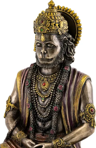 Vista 5 de Top Collection Hanuman - Estatua hindú de Dios de la Fuerza en bronce fundido en frío de primera calidad, figura coleccionable de 7.5 pulgadas