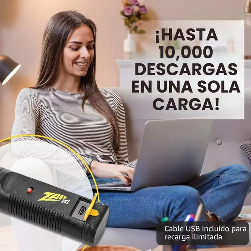 Vista 5 de ZAP IT! Raqueta matamoscas eléctrica recargable con atracción de luz azul Amarillo