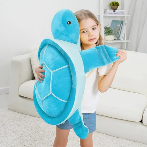 Vista 5 de Dalmao - Animales de peluche de tortuga marina de 28'' gigantes y suaves, gran almohada de tortuga azul oceánica de peluche, peluches de regalo
