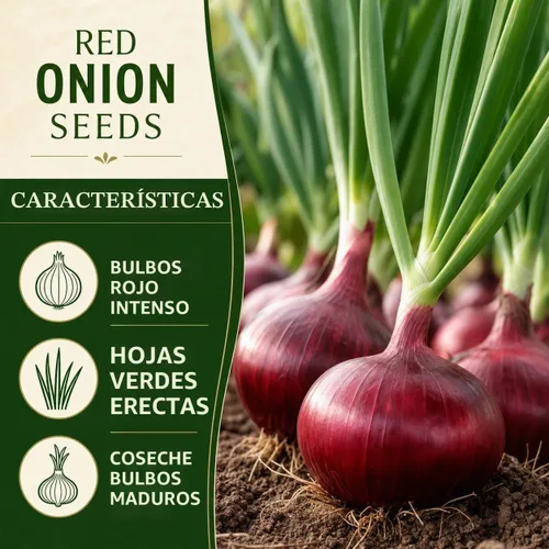 Vista 3 de Semillas de cebolla roja - 500 semillas para plantar - Variedad de verduras de jardín de bulbo redondo