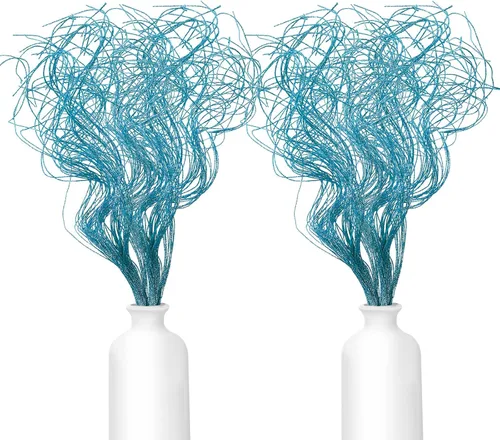 Vista 7 de Ramas Curly Ting Ting con Purpurina Ramas de Navidad Relleno para Jarrones Ramitas Curly Artificiales para Árbol de Navidad Guirnalda Corona