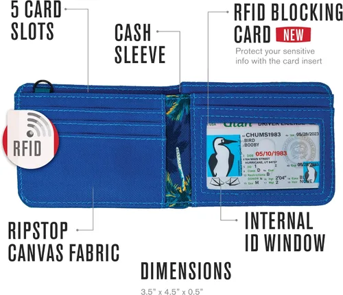 Vista 6 de Chums Cartera plegable Rover, bolsillo frontal delgado RFID, Borgoña