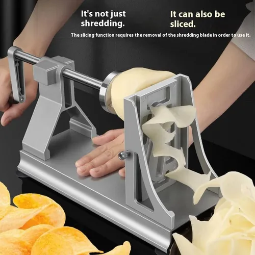 Vista 2 de Multifunctional Rotating Shredded Potatoes Grater Thousand Wire Grater Turnip Strip Slice Hand-Cranking Slicer Flaker Commercial