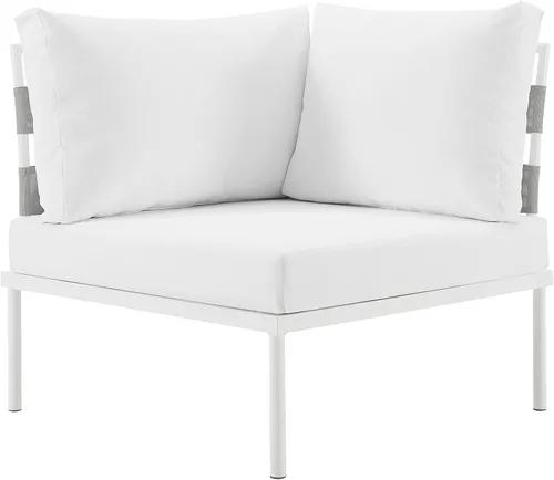 Vista 6 de Modway EEI-2601-WHI-WHI MO-EEI-2601-WHI-WHI Harmony Patio al aire libre Aluminio, sofá esquinero, blanco blanco