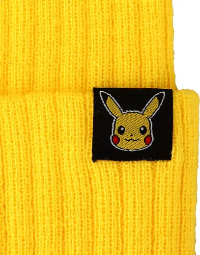 Vista 2 de Bioworld Pokemon Pikachu Inspired Yellow Cuff Beanie, Amarillo