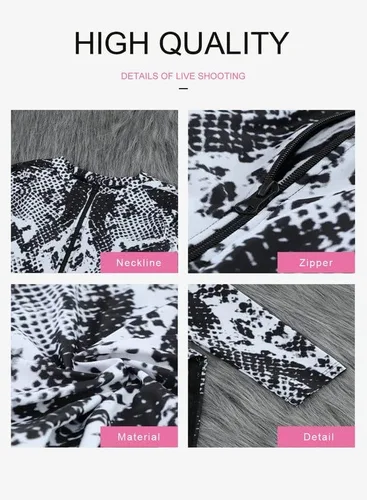 Vista 7 de Dokotoo Traje de baño de una pieza con estampado de leopardo de moda 2023 con cremallera frontal y manga larga para mujer