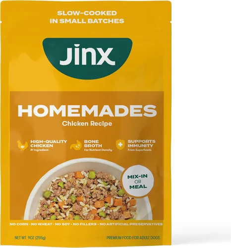 Vista 19 de Jinx Comida Húmeda para Perros Sin Granos de Res y Pollo, Comida o Mezcla en Complementos para Comida Seca, Hecha con Pollo Real, Caldo de Hueso