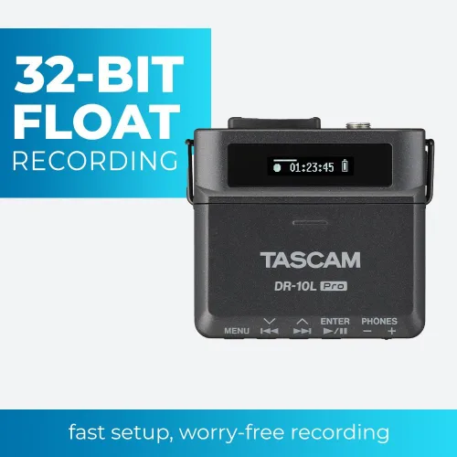 Vista 6 de TASCAM Grabadora de Campo DR-10L Pro con Micrófono Lavalier y Grabación Float de 32 bits para Audio para Video — Soporta microSDXC de 512GB y LTC