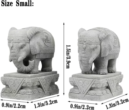 Vista 6 de Un par de estatua de elefante, figura de acuario para perros foo, escultura FengShui para decoraciones de peceras pequeñas de 10 galones o pequeñas