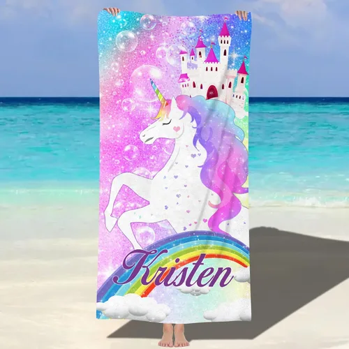 Vista 22 de Toalla de playa personalizada con nombre personalizado, secado rápido, niños adultos A-mariposas