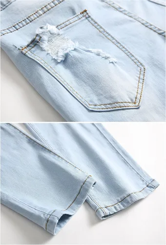 Vista 5 de Fredd Marshall - Pantalones de mezclilla ajustados para hombres, son elásticos y de diseño rasgado