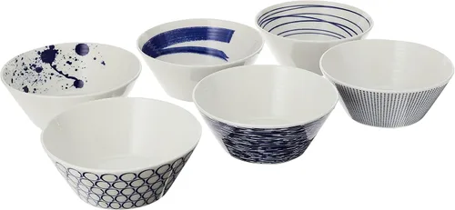 Vista 11 de Royal Doulton Pacific Dots Set de vajilla de porcelana., juego de 6 platos, Azul