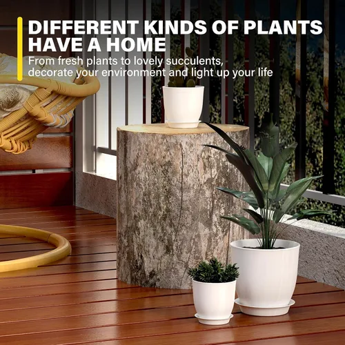 Vista 7 de iPower Macetas con drenaje de 7.1/6.3/5.5/5/4.5 pulgadas, decoración del hogar para macetas de interior, macetas de plástico, cactus, suculentas