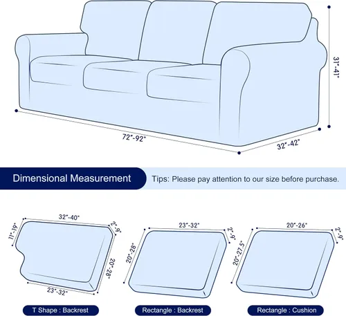 Vista 3 de SUBRTEX Paquete de 3 fundas para sillón de 7 piezas, funda elástica para sofá con fundas de respaldo separadas y fundas de cojín para sala de estar