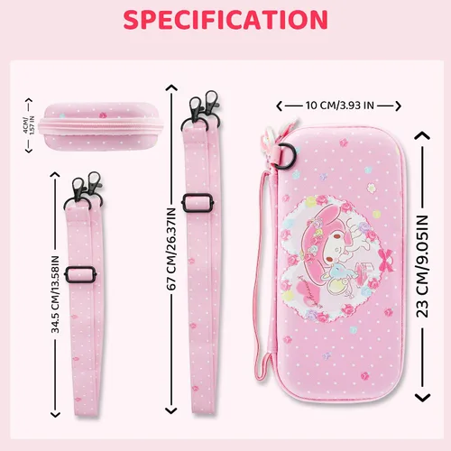 Vista 5 de GLDRAM Paquete de funda de transporte para Nintendo Switch Lite bonita funda de viaje rosa con cubierta de TPU suave, protector de pantalla