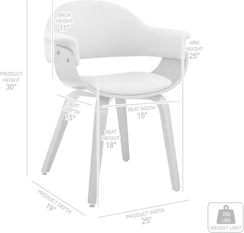 Vista 3 de Armen Living Adalyn - Silla de comedor de piel sintética y madera, gris/negro, 19 pulgadas de profundidad x 25 pulgadas de ancho x 30 pulgadas
