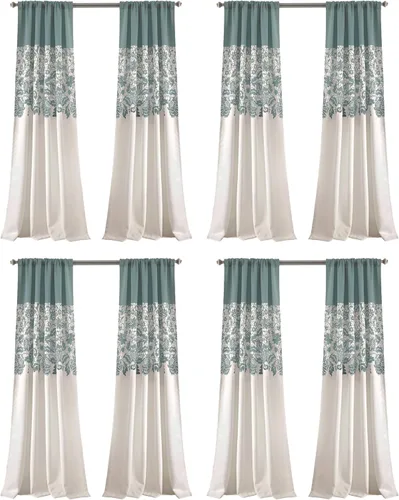 Vista 16 de LUSH DÉCOR Azul Marino Cortinas con Estampado Estate Garden de Lush Decor con Filtro de Luz, Juego de Paneles para Ventana para Sala, Comedor
