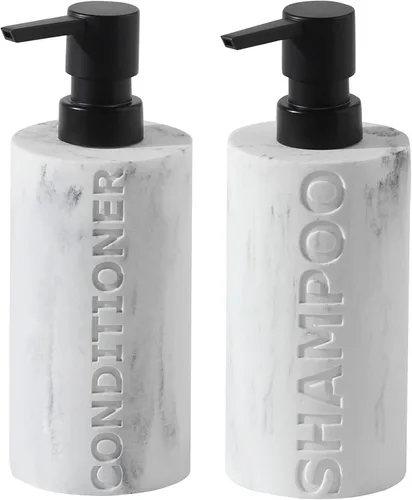 Vista 8 de Shampoo and Conditioner Dispenser,11.84OZ, 2 PCS,Sandstone Look,Beige