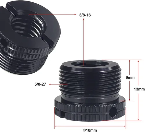 Vista 2 de Tornillo macho D18 1/4-20 3/8-16 hembra a 5/8-27 x 9 5/8-11 x 9 tornillos macho con agujeros laterales reforzados Tornillo de conversión para Negro