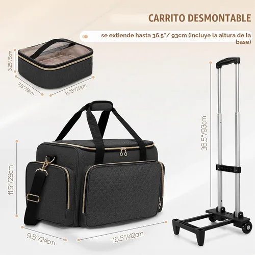 Vista 7 de LUXJA Estuche de maquillaje rodante con 3 bolsas de maquillaje extraíbles