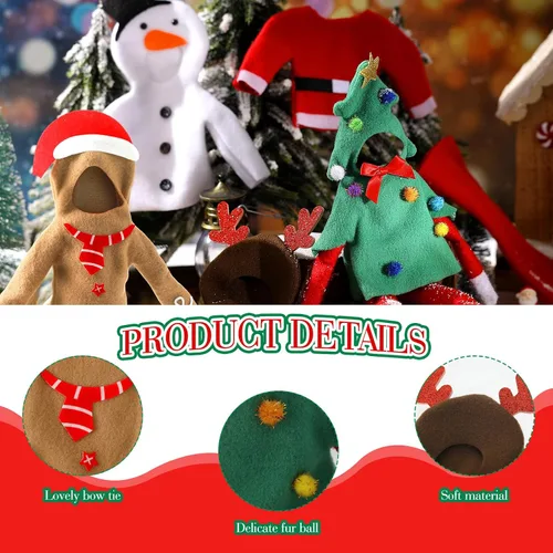 Vista 3 de HooLing Juego de 5 accesorios para muñecas, ropa de disfraz de Navidad, Papá Noel, alce, muñeco de nieve, pan de jengibre, árbol de Navidad, ropa